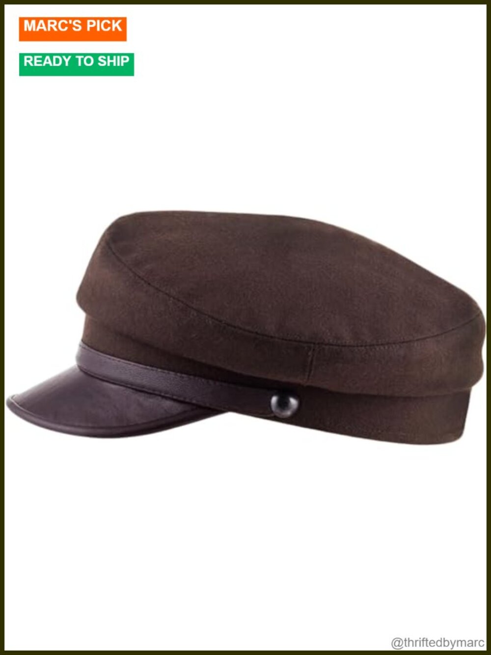 Wool Fiddler Cap with Leather Visor Newsboy Style